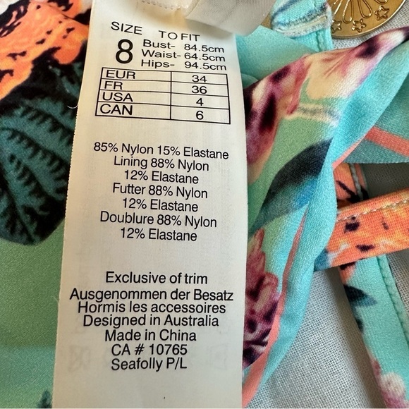 SeaFolly Vintage Wildflower Iceberg High Neck Reversible Bikini Top Sz 4… - Picture 14 of 16